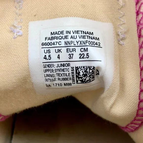 CONVERSE Pink Glitter Sneakers Girls 4.5 EU 37 Chuck Taylor All Star Shoe Shoe - Picture 8 of 9